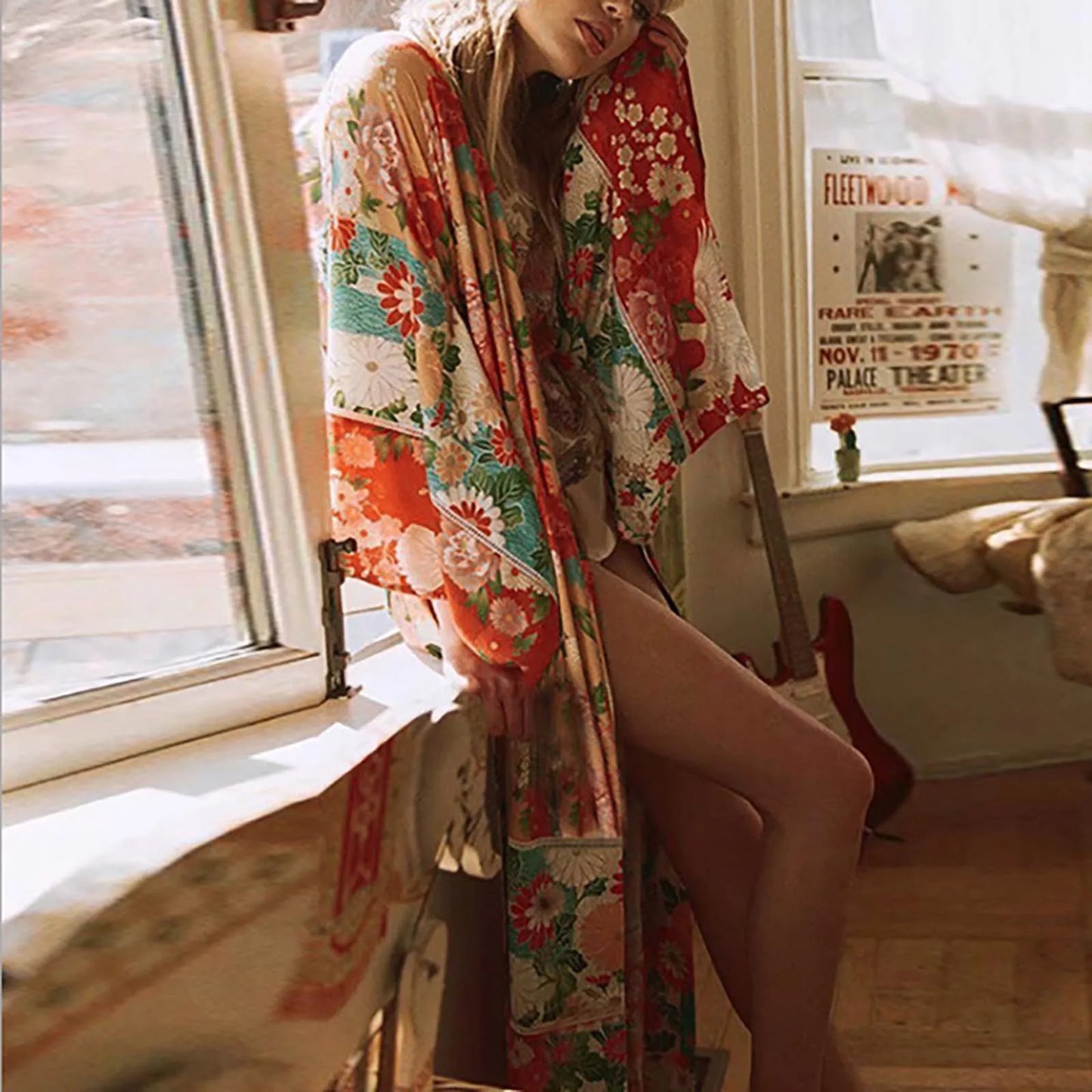 Ladies' Floral Printed Bohemian Kimono