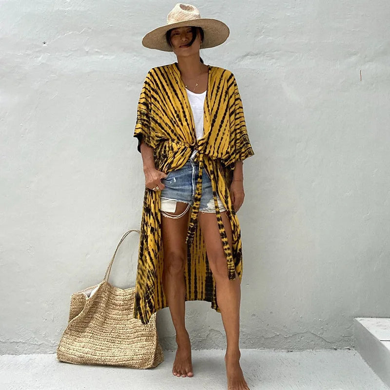 Best Selling. Women Black Tie Dye Kimono