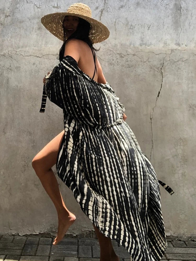 Best Selling. Women Black Tie Dye Kimono