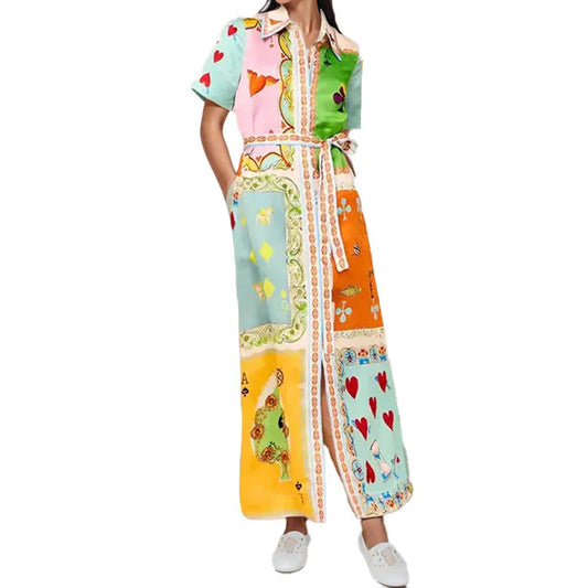Women's Printed V-Neck Dress