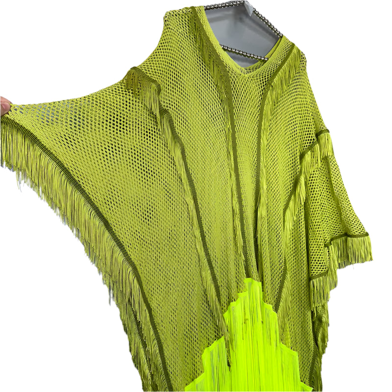 Fringed openwork MAXI KAFTAN