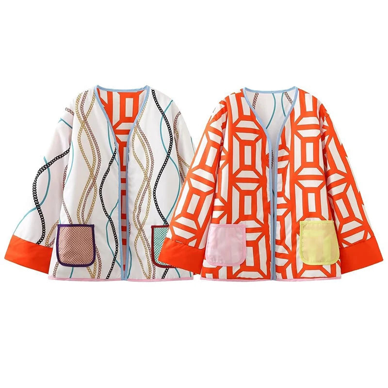 Geometric Print Casual Jacket