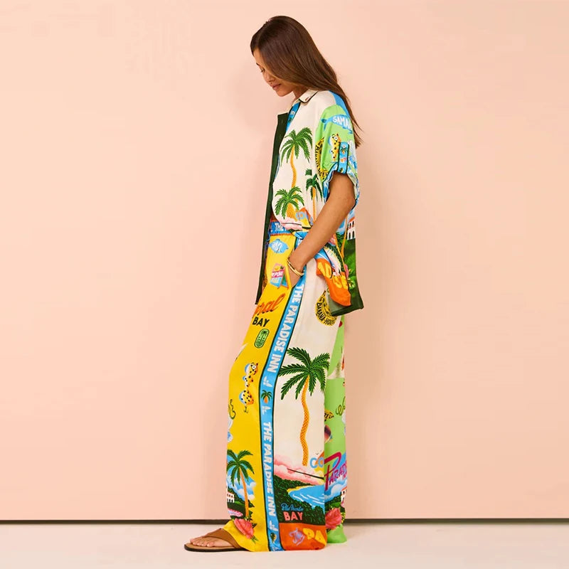 Fashionable Printed Women's 2 Pcs Suit