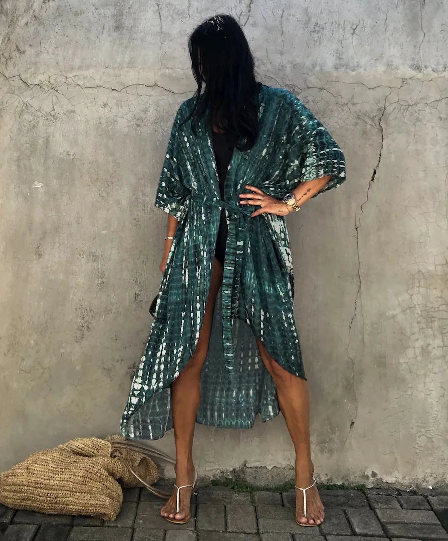 Best Selling. Women Black Tie Dye Kimono