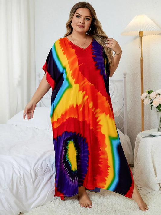 Plus Size Clothes Women Kaftan Plus Size Polyester Summer Caftan Cover Ups Maxi House Dress