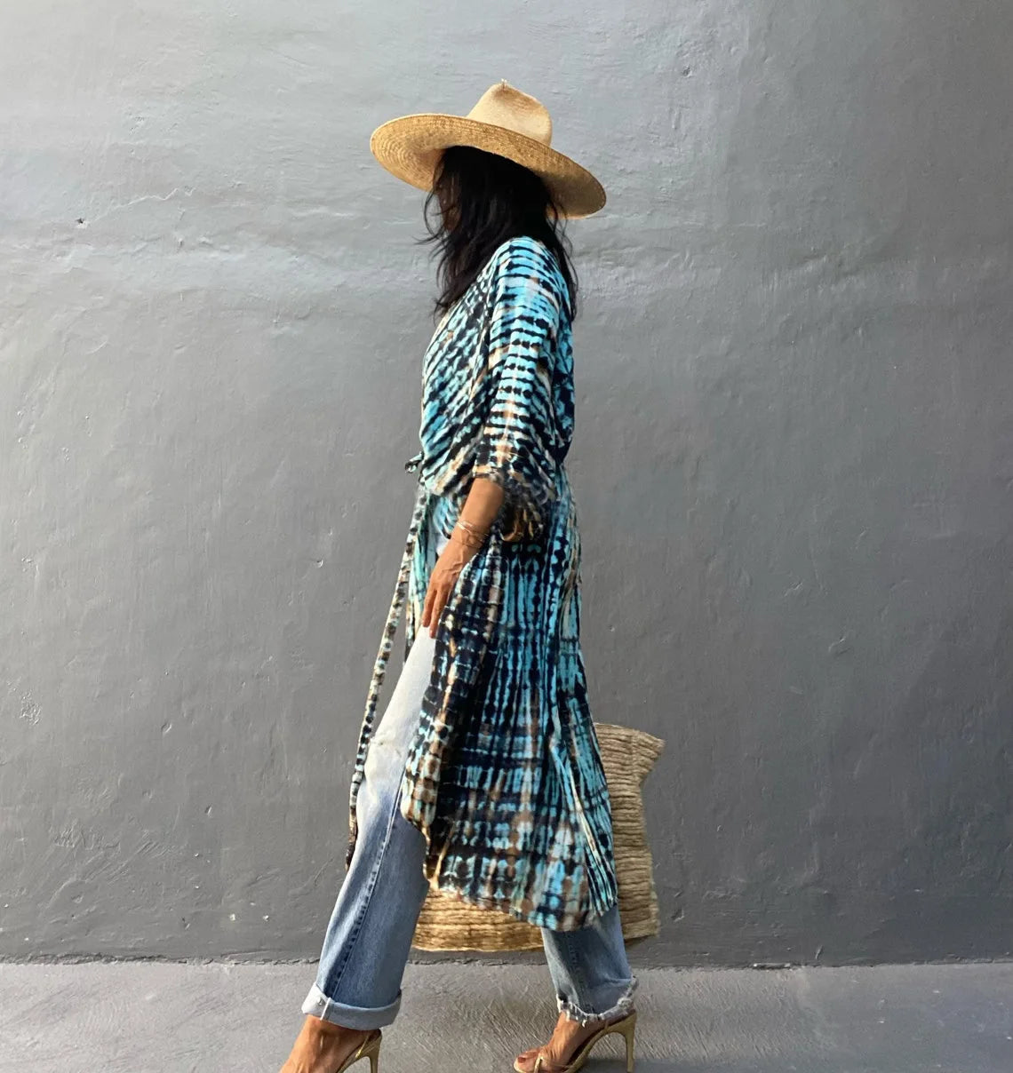 Best Selling. Women Black Tie Dye Kimono