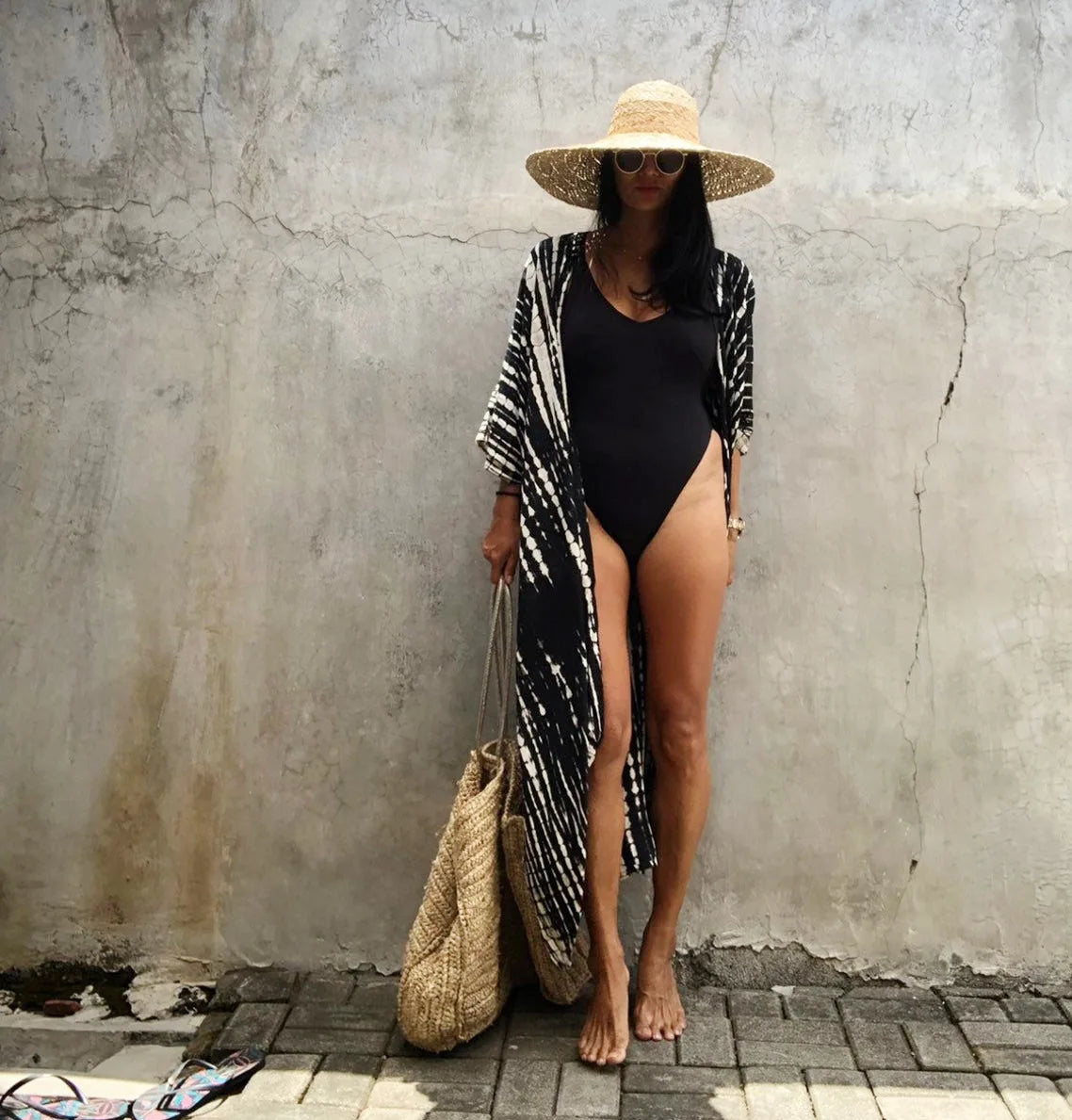 Best Selling. Women Black Tie Dye Kimono