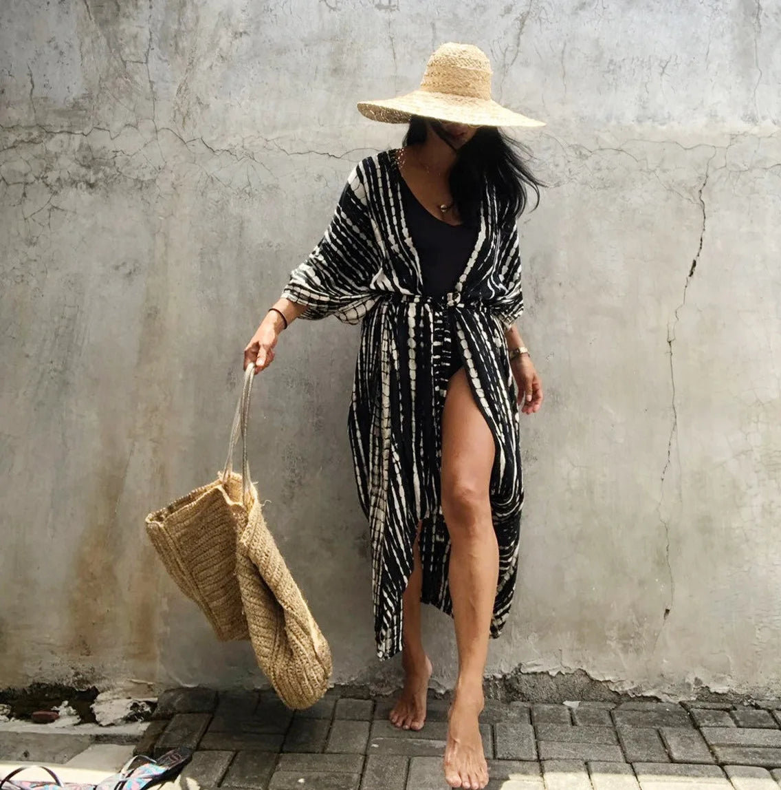 Best Selling. Women Black Tie Dye Kimono