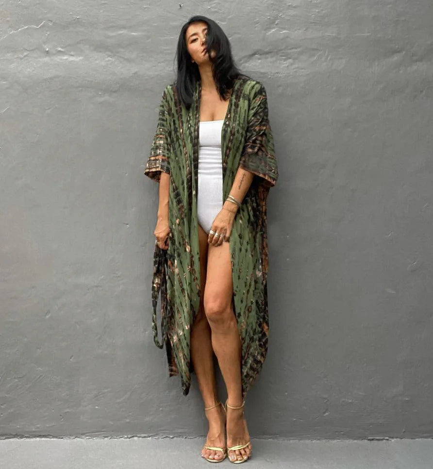 Best Selling. Women Black Tie Dye Kimono