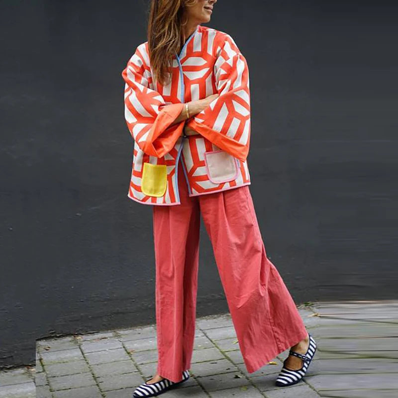 Geometric Print Casual Jacket