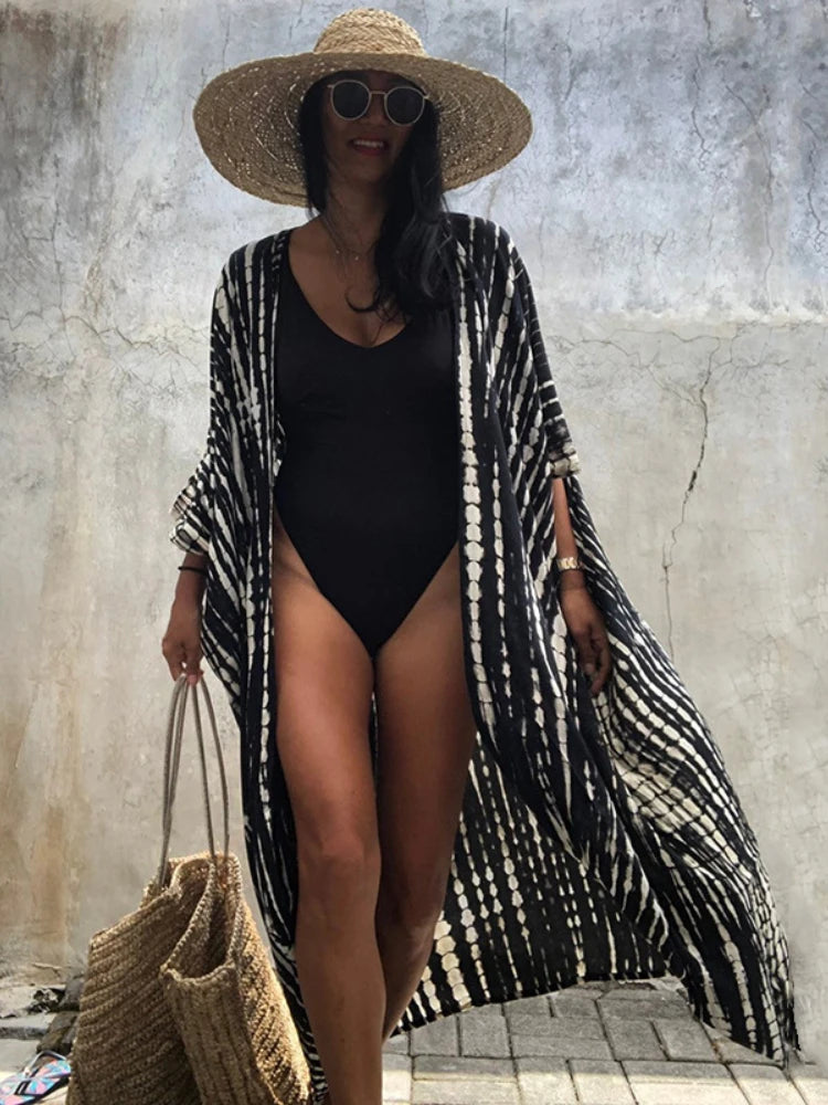 Best Selling. Women Black Tie Dye Kimono