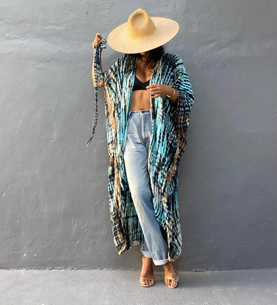 Best Selling. Women Black Tie Dye Kimono
