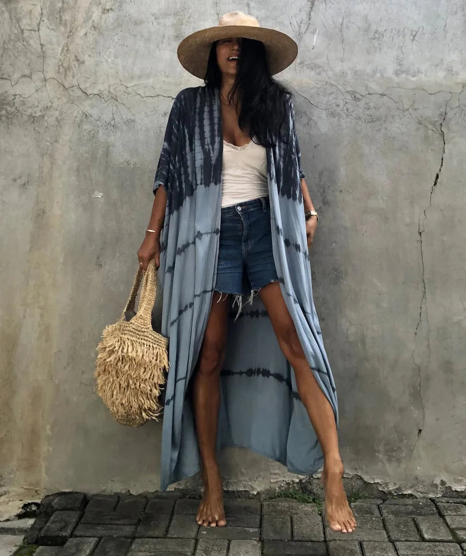 Best Selling. Women Black Tie Dye Kimono