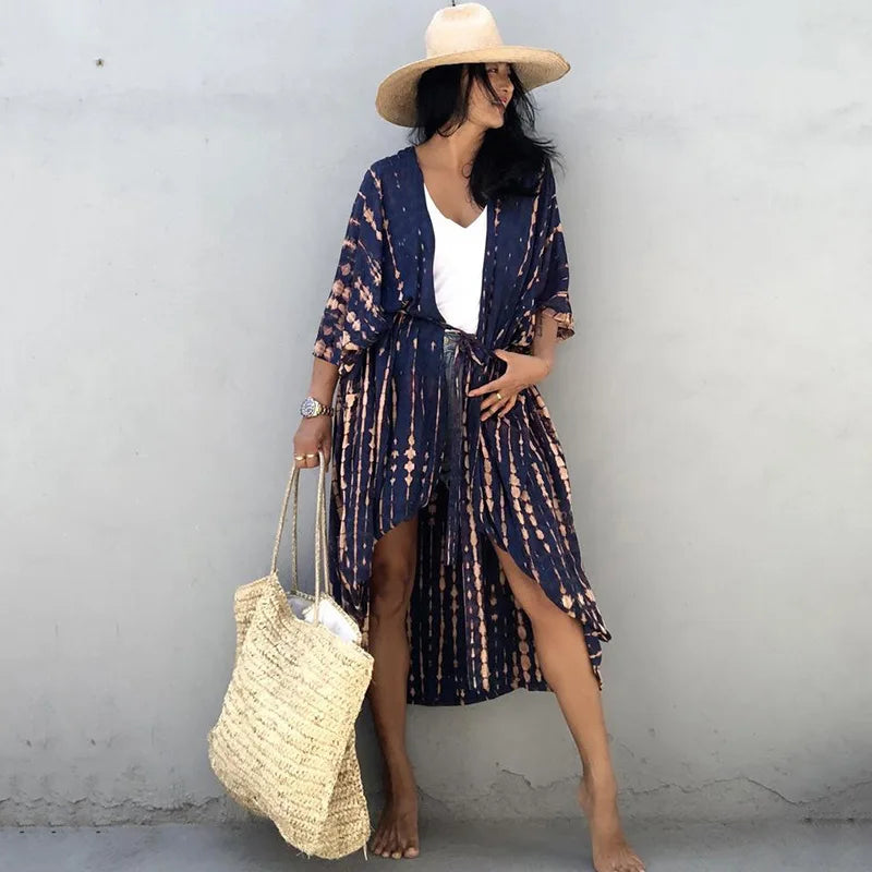 Best Selling. Women Black Tie Dye Kimono