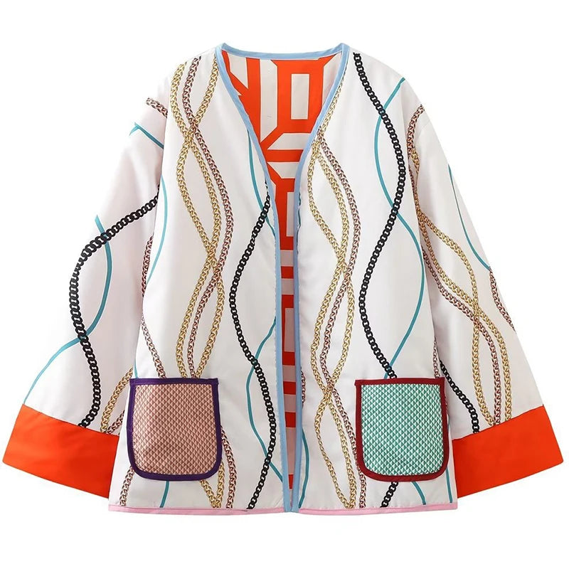 Geometric Print Casual Jacket