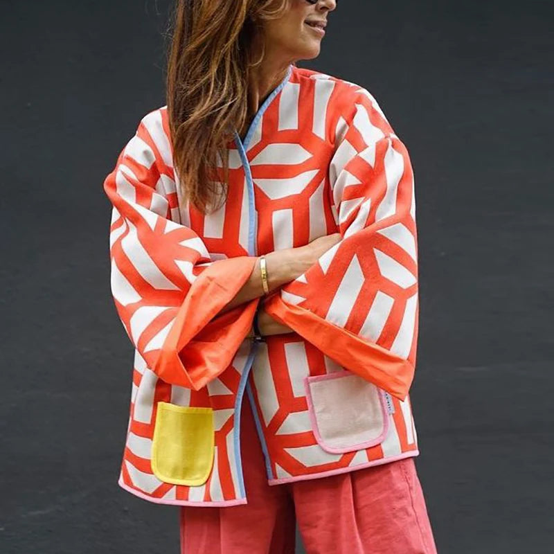 Geometric Print Casual Jacket