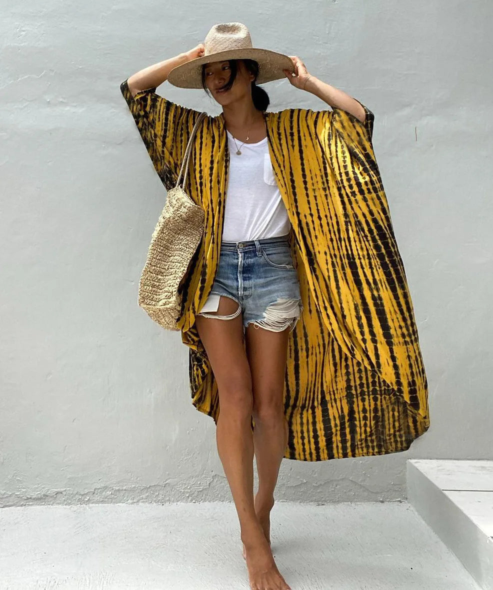 Best Selling. Women Black Tie Dye Kimono