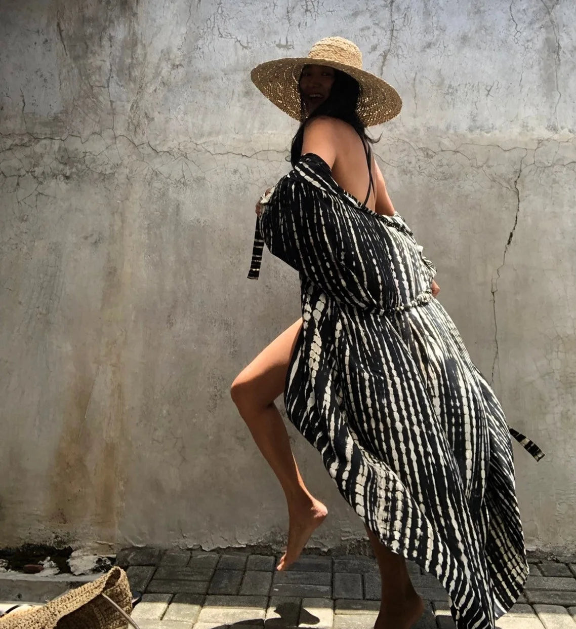 Best Selling. Women Black Tie Dye Kimono