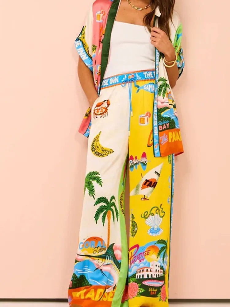 Fashionable Printed Women's 2 Pcs Suit