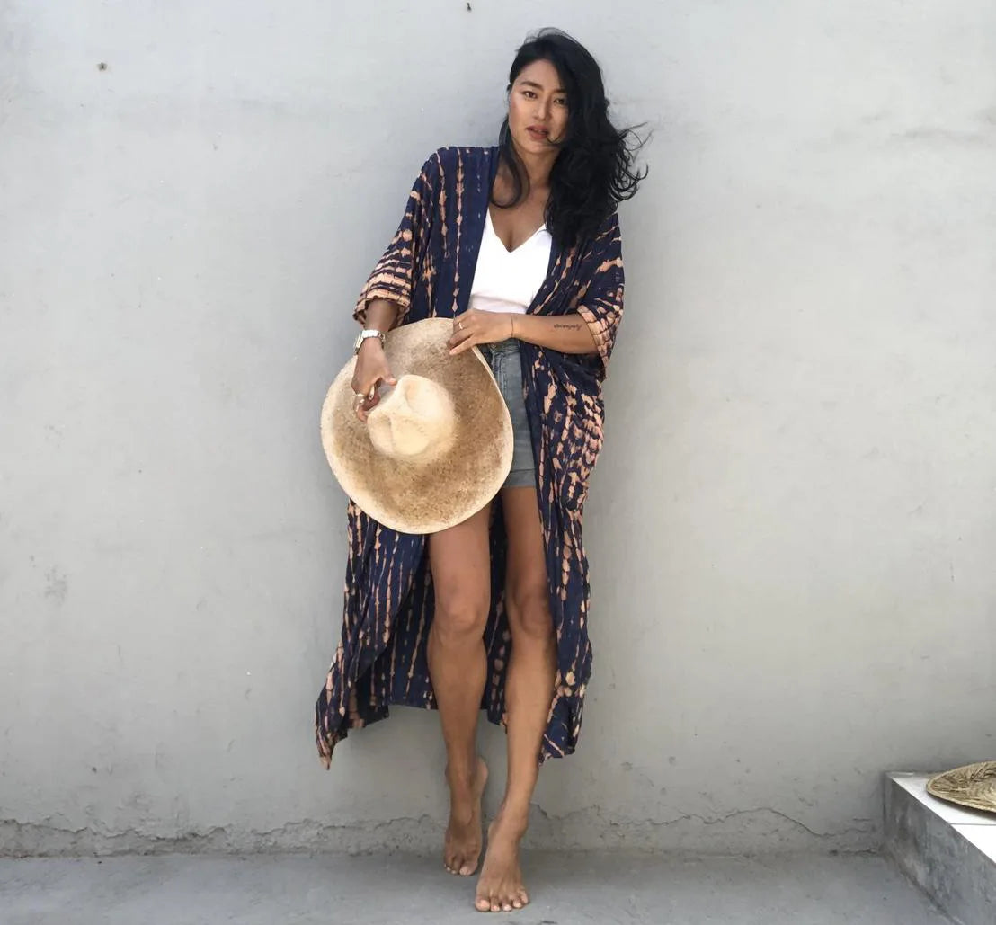 Best Selling. Women Black Tie Dye Kimono