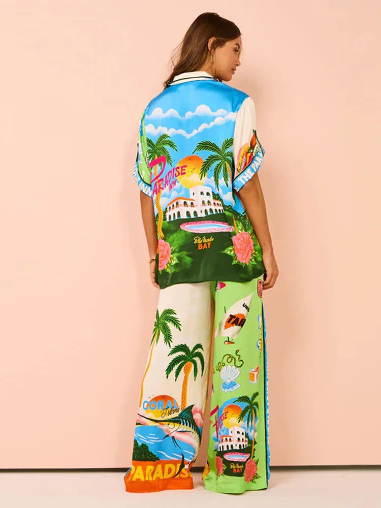 Fashionable Printed Women's 2 Pcs Suit