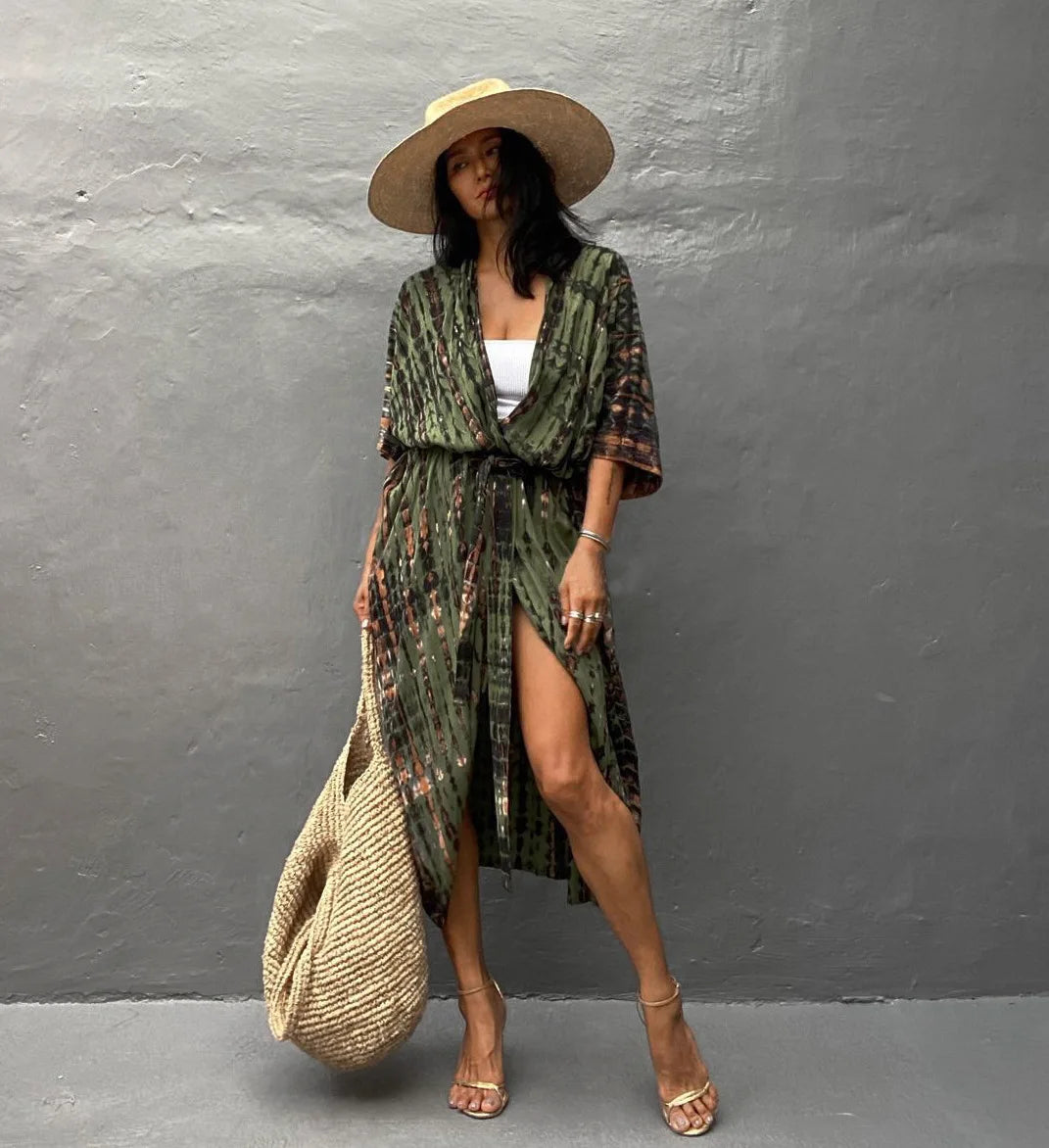 Best Selling. Women Black Tie Dye Kimono