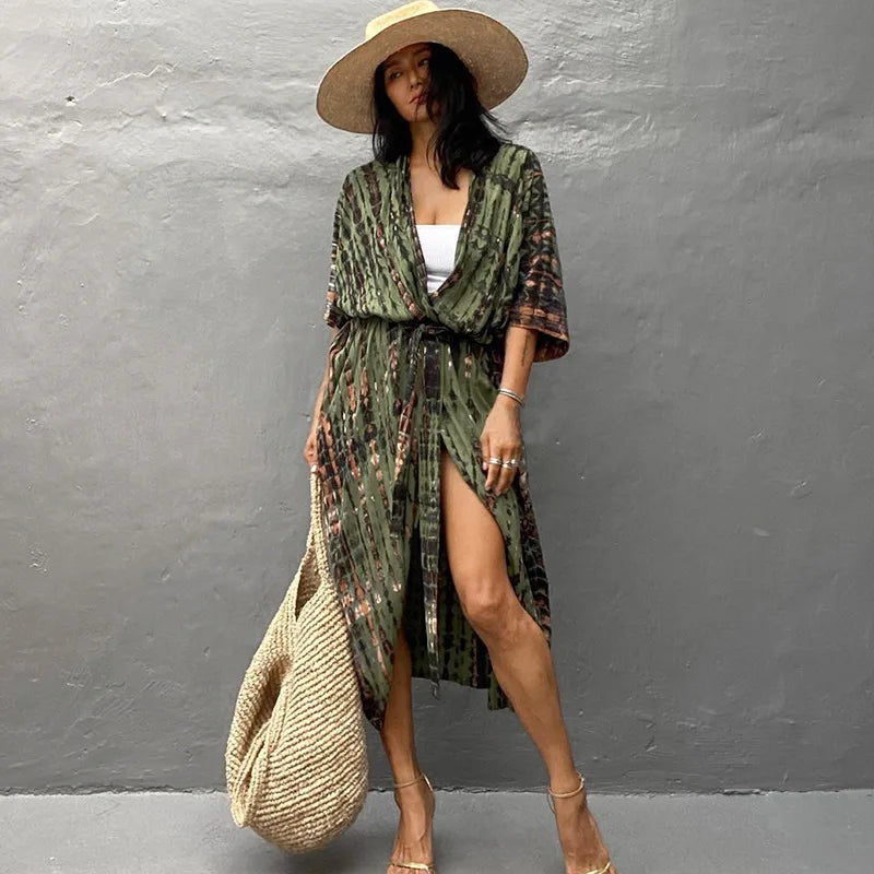 Best Selling. Women Black Tie Dye Kimono