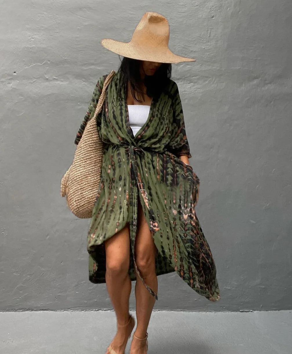 Best Selling. Women Black Tie Dye Kimono