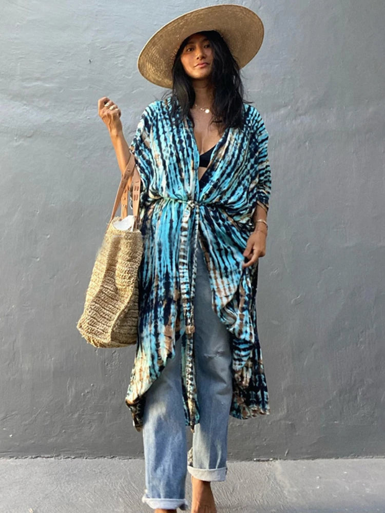 Best Selling. Women Black Tie Dye Kimono